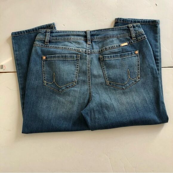 WOMEN'S JEANS DEMIN SKINNY LEG REGULAR FIT CROP SIZE 10P INC DEMIN 5 POCKETS - Picture 7 of 11